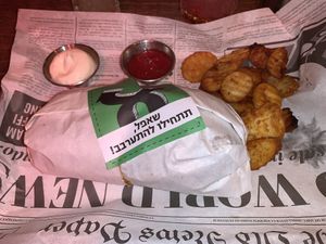 Schwarma with “herbed potatoes"  at Shuffle Pub in Tel Aviv