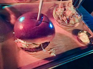 Vegan Seitan and Soy Cheeseburger at Shuffle Pub at Shuffle Pub in Tel Aviv