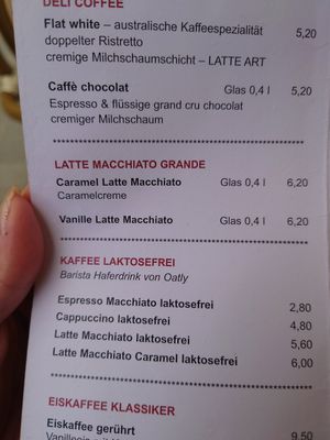 Vegan coffee options at Manna in Innsbruck