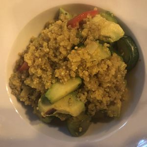 Quinoa bowl with peppers, zucchini, and avocado  at Manna in Innsbruck
