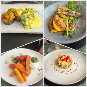 What we had. Sushi, maiskoekjes, buretta en Marokkaanse ratatouille.  at Catootje aan de Markt in Leiden