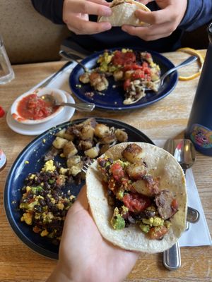 huevos mexicanos  at Walnut Avenue Cafe in Santa Cruz