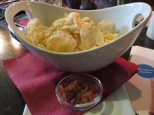 Crackers + dip (on the house) at Cafe Bali in Saarbrucken