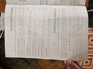 Menu at Belil Sabores de Chiapas in San Cristobal De Las Casas