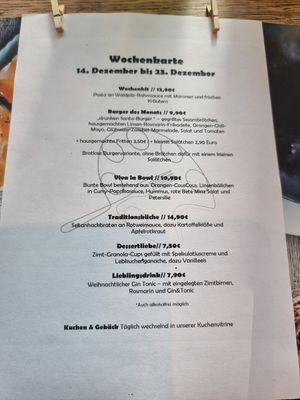 Menu at Kunstküche in Krefeld