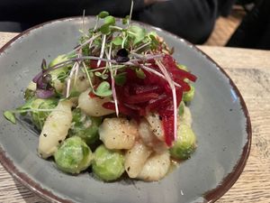 Gnocchi with sprouts   at Kunstküche in Krefeld