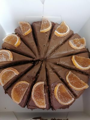 chocolate orange cake at Cafe Shanti in Lincoln