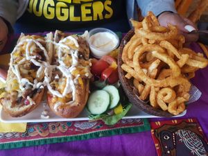 Chickn garlic bread fajitas.. perfect at Cafe Shanti in Lincoln