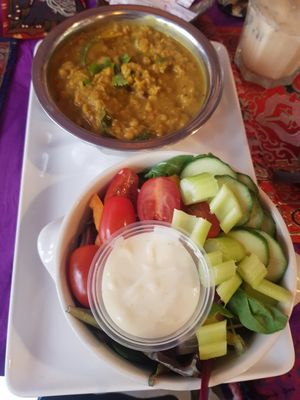 Salad and beautiful daal at Cafe Shanti in Lincoln