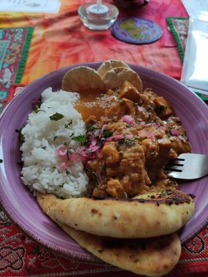 Banana Korma- a surprisingly good combination at Cafe Shanti in Lincoln