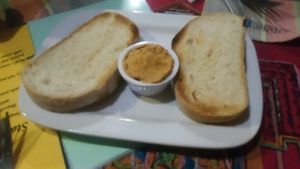 Bread and dip at Cafe Shanti in Lincoln
