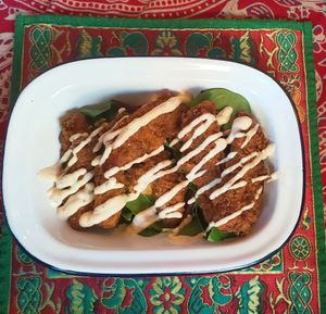 Homemade saiten strips at Cafe Shanti in Lincoln