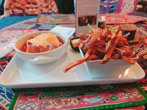 mushroom lasagna at Cafe Shanti in Lincoln