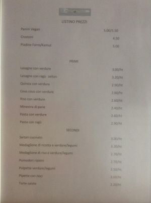 Menu, page 1 at Sapori Vegani in Florence