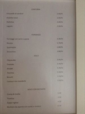 Menu, page 2 at Sapori Vegani in Florence