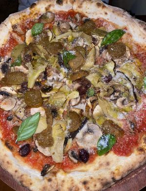 Carciofi e funghi (beyond sausage added)  at Gigi Pizzeria in Newtown