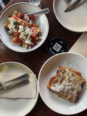 Lasagne and tomato salad   at Gigi Pizzeria in Newtown