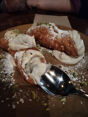 Almond ricotta cannoli - started eating before I could take a photo because I was too excited about it at Gigi Pizzeria in Newtown