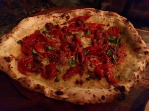 Roasted pepper pizza at Gigi Pizzeria in Newtown