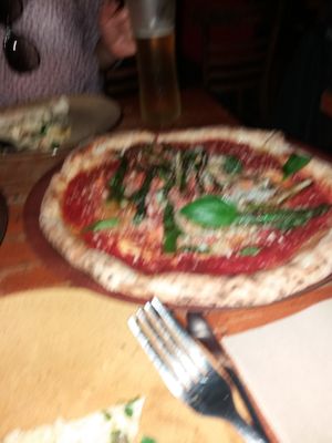 Asparagus pizza at Gigi Pizzeria in Newtown