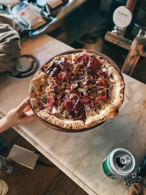Mushroom pizza at Gigi Pizzeria in Newtown