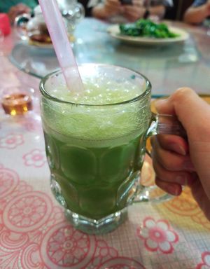 Sweet potato juice at Kampung Vege in Malacca