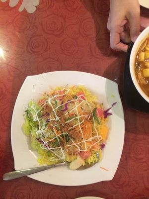 rainbow rice (not vegan because of mayo)  at Kampung Vege in Malacca