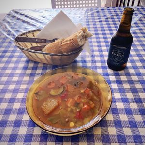 Lentil/veggie soup for starters.  at Somos Lo Que Comemos in Tenerife