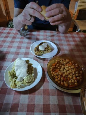 Tortilla española, ensaladilla and some chickpea stew at Somos Lo Que Comemos in Tenerife