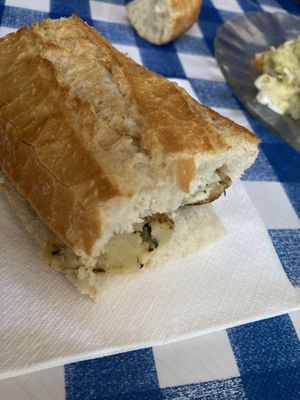 La mitad del bocadillo de tortilla 🤩👌  at Somos Lo Que Comemos in Tenerife