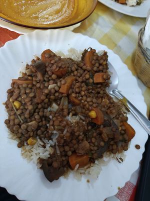 Lentils and rice at Somos Lo Que Comemos in Tenerife