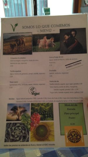 Menu at Somos Lo Que Comemos in Tenerife