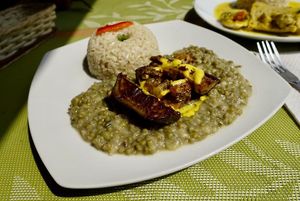 Rice, mung beans and eggplant strips. at Muya Vegan Cafe - Maybe closed in Trujillo