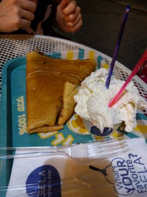 Crepe and Vanilla ice cream at Gala Gelateria in Tel Aviv