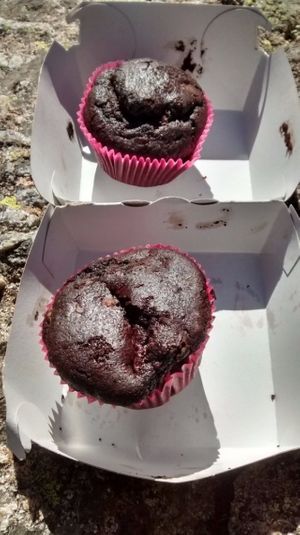 Chocolate-cherry muffins at Rocky Road Burgers in Pau