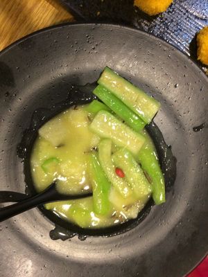 Braised green squash with white fungus and goji berry at The Buddha Tree in Shanghai