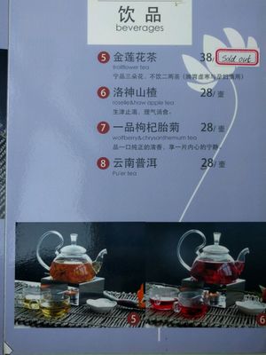 old menu page 16 (new one only in Chinese. sold out = not part of the new menu) at The Buddha Tree in Shanghai
