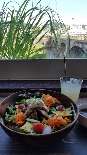 Buddah bowl and a nice view. at Veg Out in Kyoto