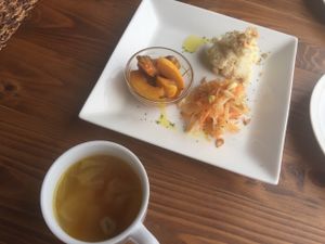 Soup and starter, lunch special at Veg Out in Kyoto