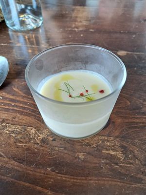 Cold potato soup at Veg Out in Kyoto