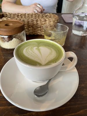 Matcha latte with oat milk   at Veg Out in Kyoto