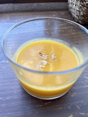 Cold pumpkin soup  at Veg Out in Kyoto