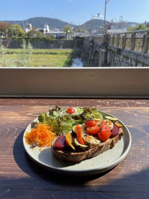 Veggie toast  at Veg Out in Kyoto