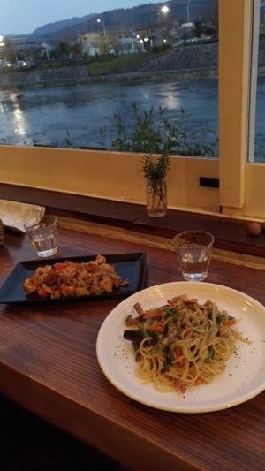 客製無五辛義大利麵&大豆飯，超好吃！ at Veg Out in Kyoto