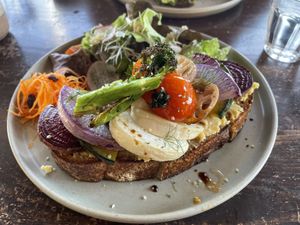 Grilled vegetables tartine  at Veg Out in Kyoto