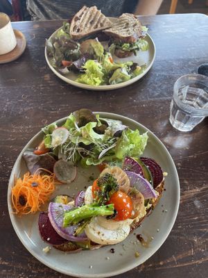 Grilled veg tartine and tempeh blt  at Veg Out in Kyoto