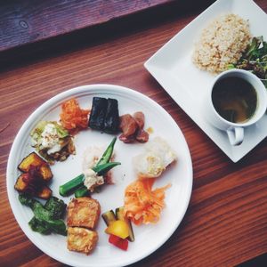 Lunch plate at Veg Out in Kyoto