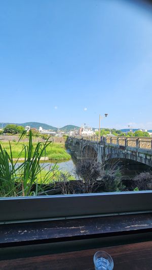 View onto kamogawa at Veg Out in Kyoto
