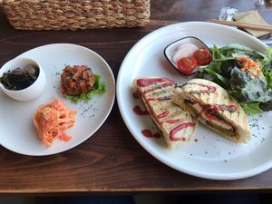 Panini with 3 sides at Veg Out in Kyoto