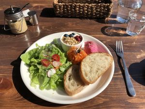 Breakfast plate at Veg Out in Kyoto